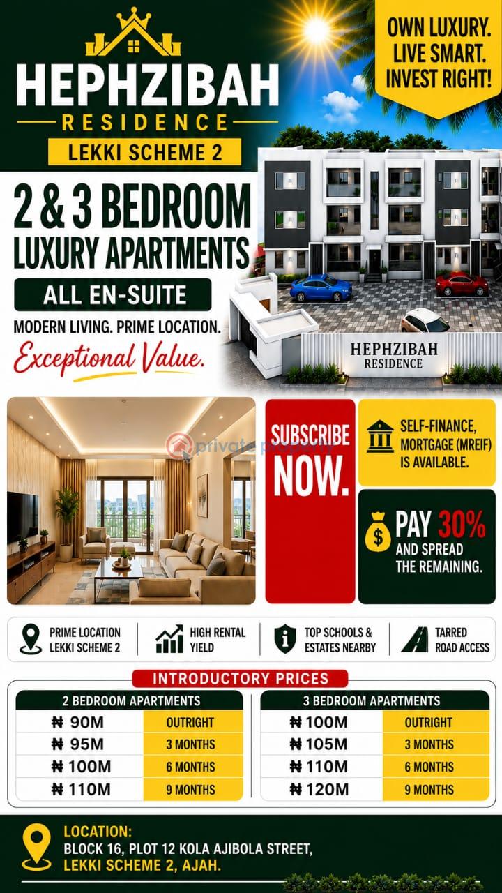 3 bedroom Block Of Flats For Sale Block 16, Plot 12 Kola Ajibola Street, Lekki Scheme 2, Ajah, Lagos. Lekki Scheme 2 Ajah Lagos - 2