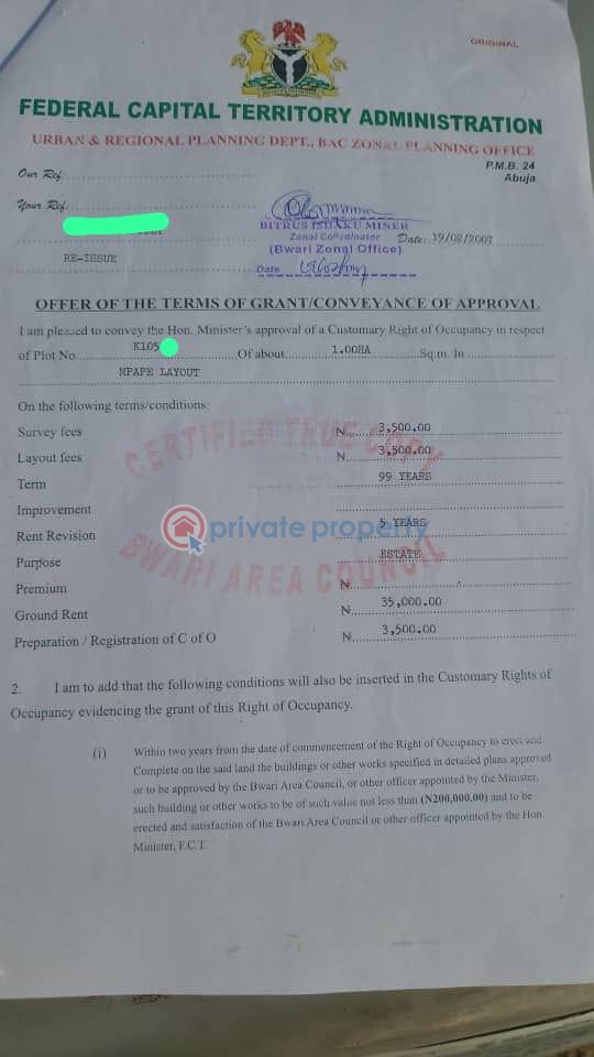 Mixed use Land For Sale Mpape Abuja Phase 4 