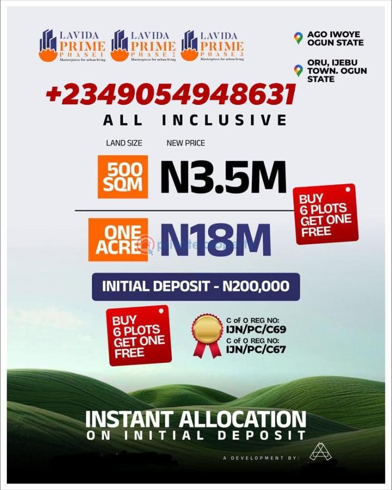 100% dry land for sale at ogun state - 1 Residential Land For Sale Lavender Prime Estate Close To Babcock Teaching Hospital And University Ijebu East Ogun - 1