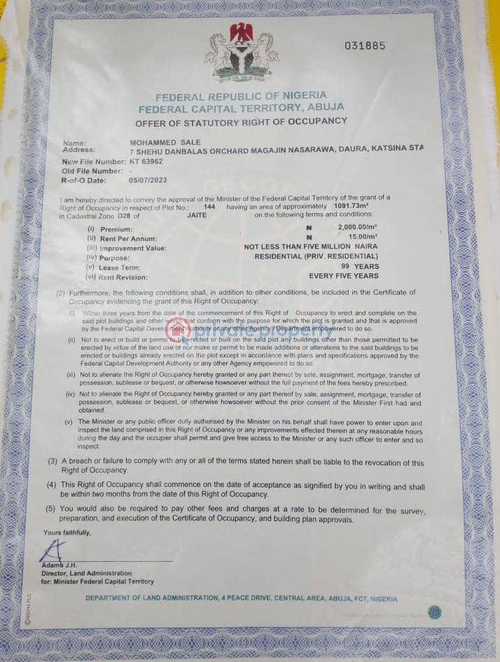 Land For Sale Jaite District Off Airport Road Lugbe Abuja Phase 4 