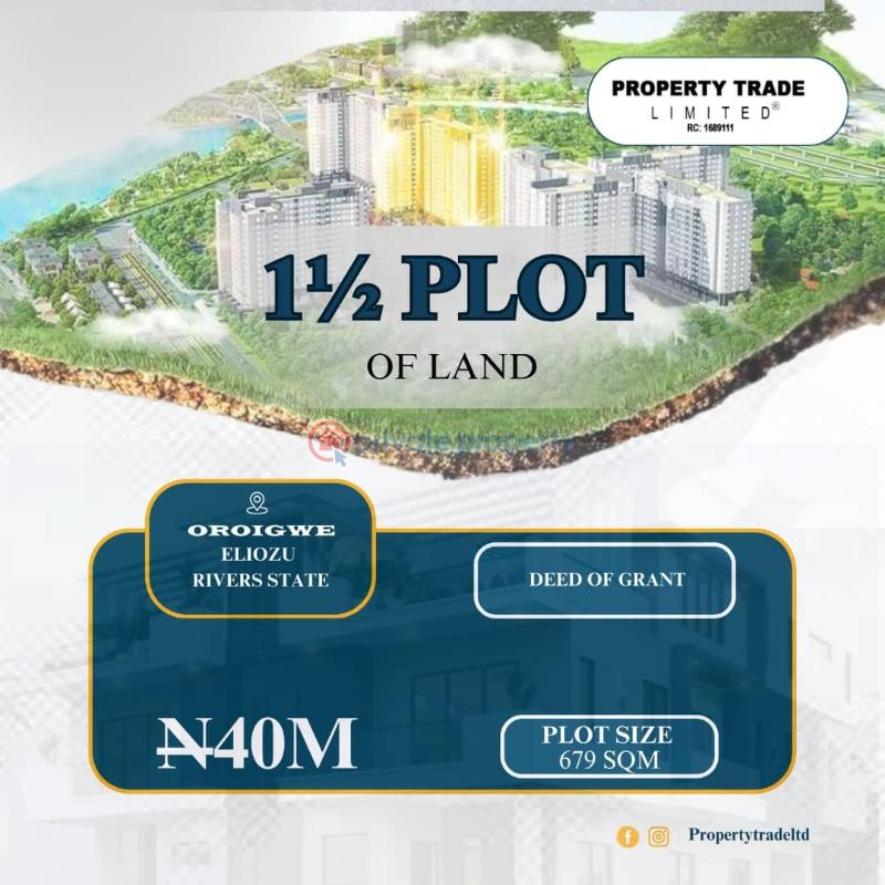 Residential Land For Sale 11/2 Plot Of Land At Eliozu Port Harcourt Eliozu Port Harcourt Rivers