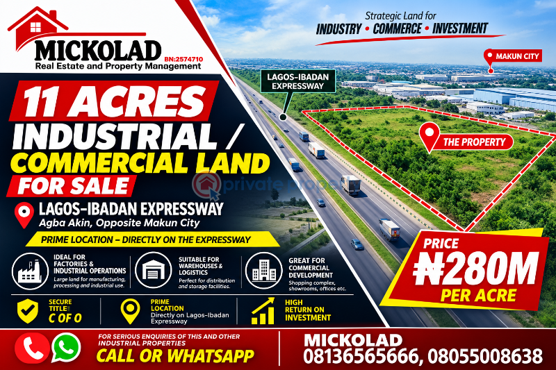 Land For Sale Makun City, After Redeem Camp Before Sagamu Interchange Mowe Ogun area 