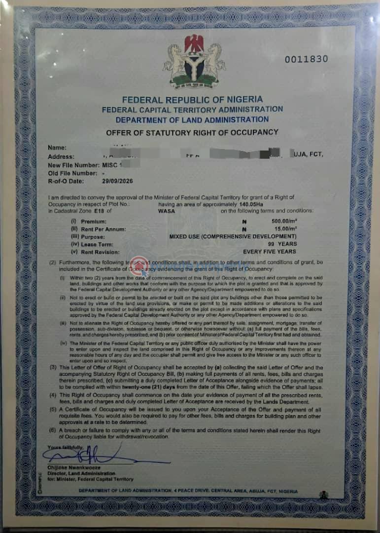 Mixed use Land For Sale Apo Wasa Apo Abuja Phase 2 