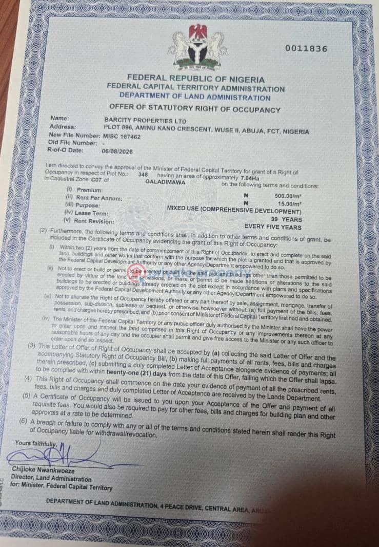 Residential Land For Sale Heritage Park Galadimawa Abuja Phase 3  - 0