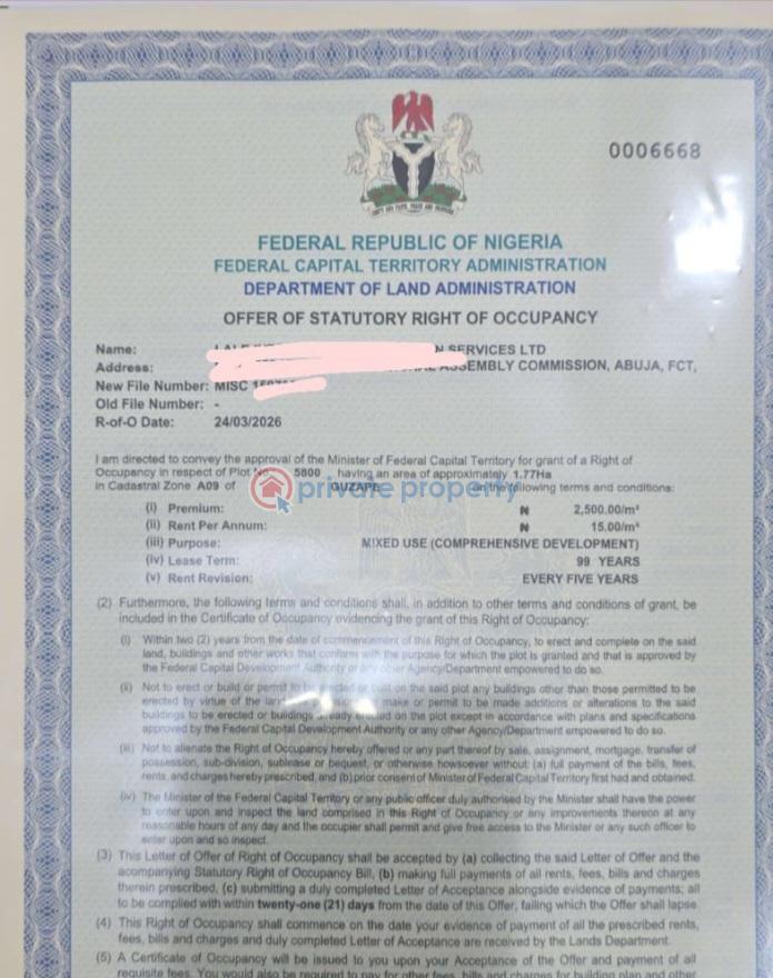 10 bedroom Residential Land For Sale Coza Guzape Abuja Phase 1 