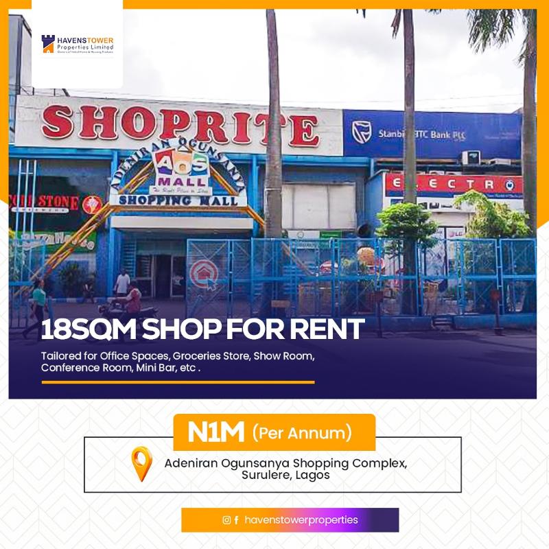 Shop For Rent Adeniran Ogunsanya Surulere Lagos