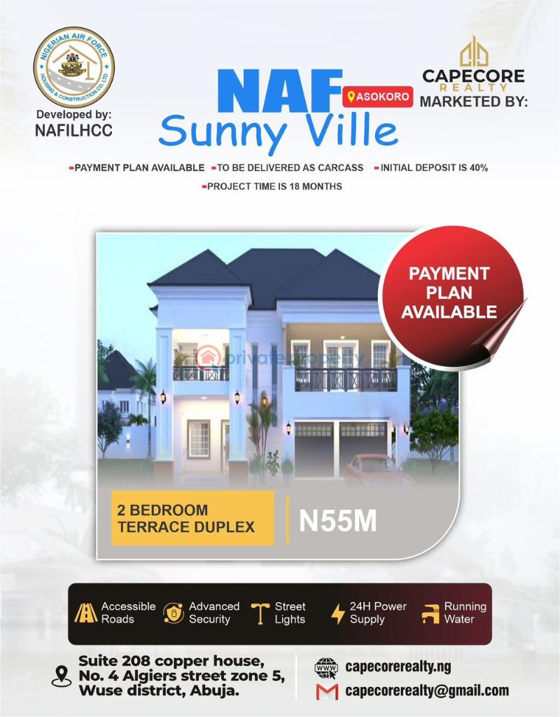 2 bedroom Terraced Duplex For Sale Nigeria Airforce Estate Asokoro Abuja Phase 1 