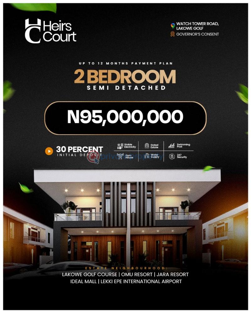 2 bedroom Semi detached Duplex For Sale Heirs Court Located At Watch Tower Road Lakowe Golf Lakowe Ajah Lagos