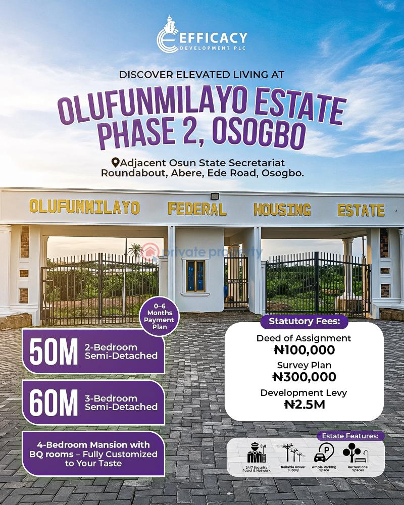 2 bedroom Semi detached Duplex For Sale Olufunmilayo Estate Phase 2. Osogbo Osun
