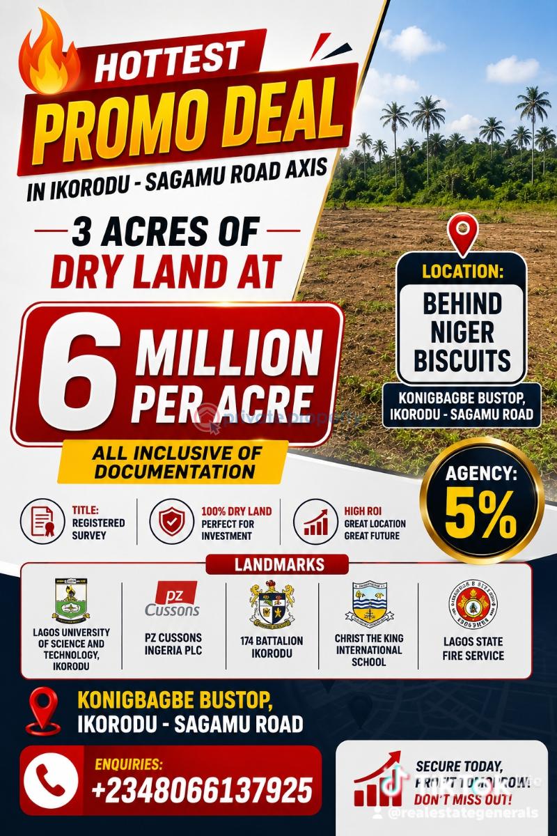 Mixed use Land For Sale Behind Niger Biscuits Ltd,konigbagbe Bustop Ikorodu Sagamu Road Ikorodu Lagos - 0