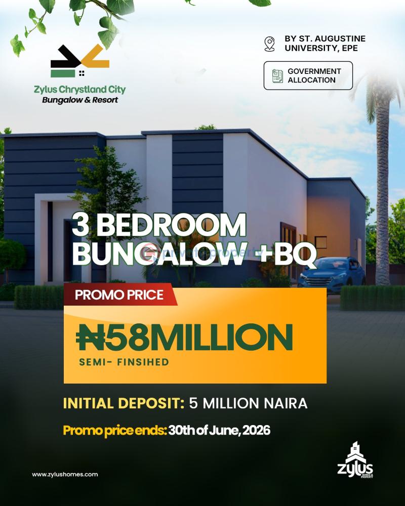 3 bedroom Bungalow For Sale Zylus Chrystland City Bungalow And Resort By St Augustine University Epe Epe Lagos - 1