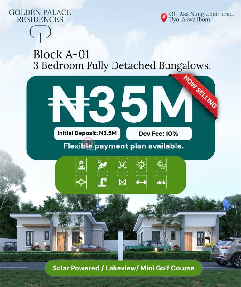 3 bedroom Detached Bungalow For Sale Afaha Ikot Owop / Off Aka Nung Udoe Road / Ibesipko Lga Uyo Ibesikpo Akwa Ibom - 0