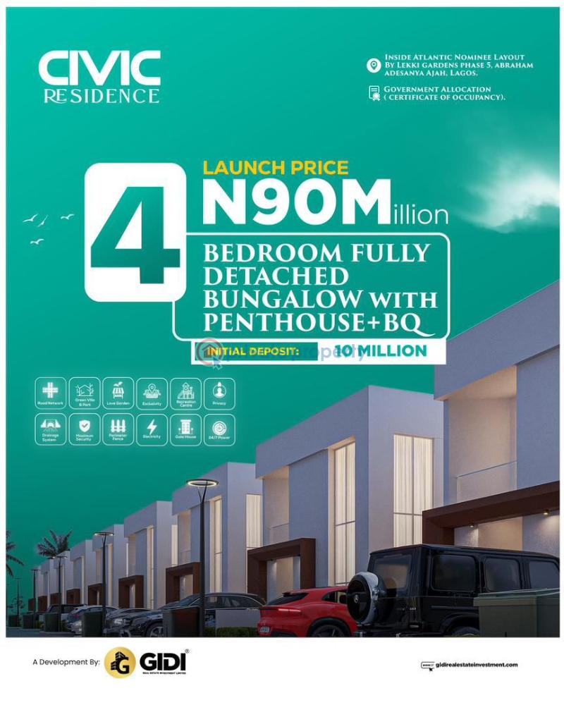 3 bedroom Detached Duplex For Sale Inside Atlantic Nominee Layout, Abraham Adesanya By Lekki Gardens Phase 5, Ajah, Lagos. Abraham Adesanya Ajah Lagos - 4