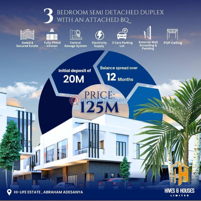 3 bedroom Semi detached Duplex For Sale Abraham Adesanya Lekki / Hi Life Estate / Lekki Lagos Lekki Lagos - 4