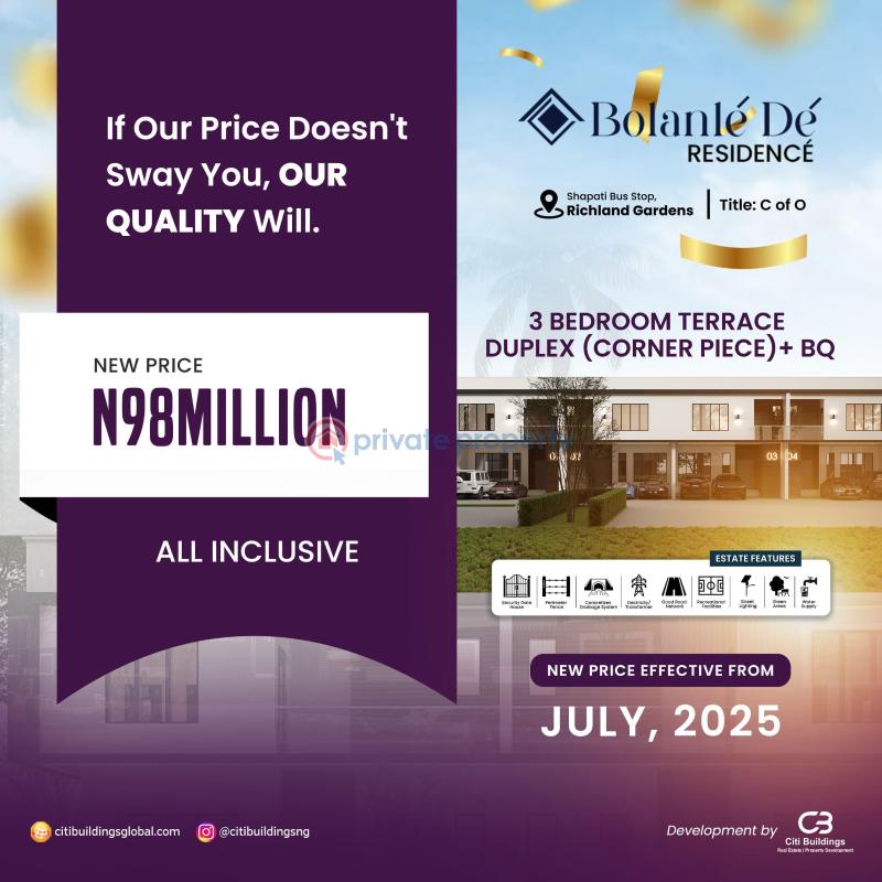3 bedroom Terraced Duplex For Sale Bolanle Residence At Bogije, Shapatti Ibeju-Lekki Lagos - 0