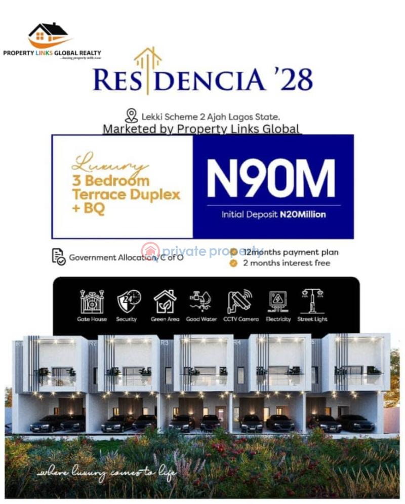 3 bedroom Duplex For Sale Residencia' 28 Estate Lekki Scheme 2 Ajah Lagos - 3