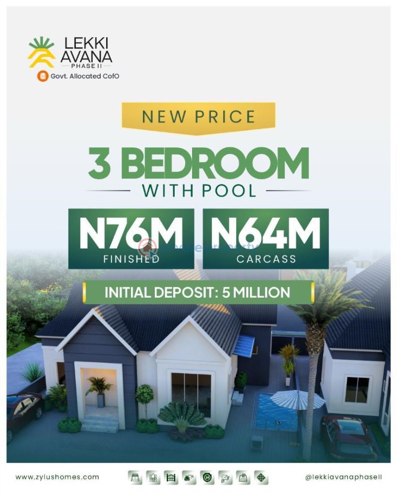 3 bedroom Detached Bungalow For Sale Eleranigbe Lekki Epe Expressway / Lekki Avana Phase 2 Along Lekki Expressway Lagos - 1