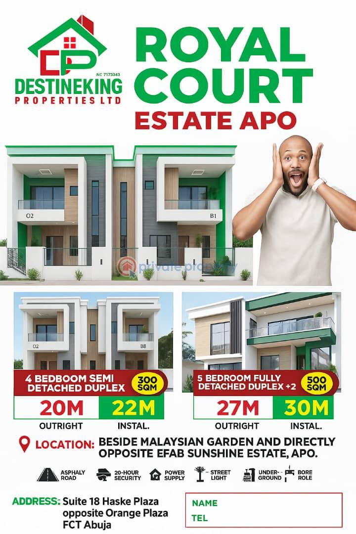 4 bedroom Residential Land For Sale By Malaysian Garden Apo Abuja Phase 2 