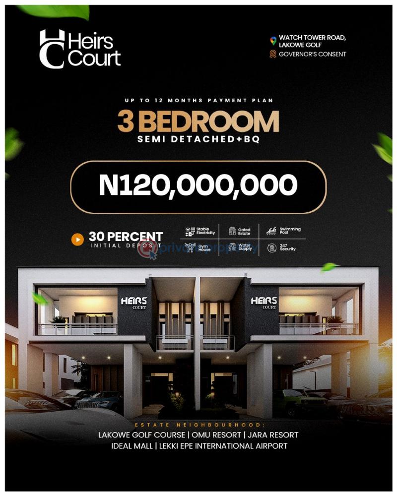 3 bedroom Semi detached Duplex For Sale Heirs Court Located In The Fast Emerging Community Lakowe Ajah Lagos