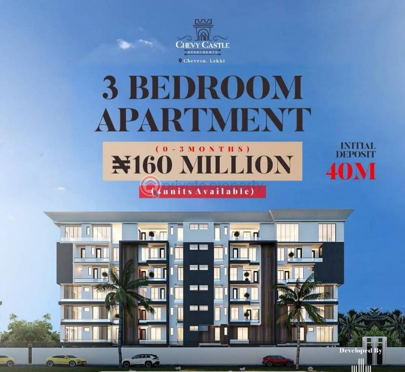 3 bedroom Block Of Flats For Sale Chevy Castle Apartment, Deposit 40million To Buy Now . Few Units Available Chevron Drive Lekki Lagos - 1
