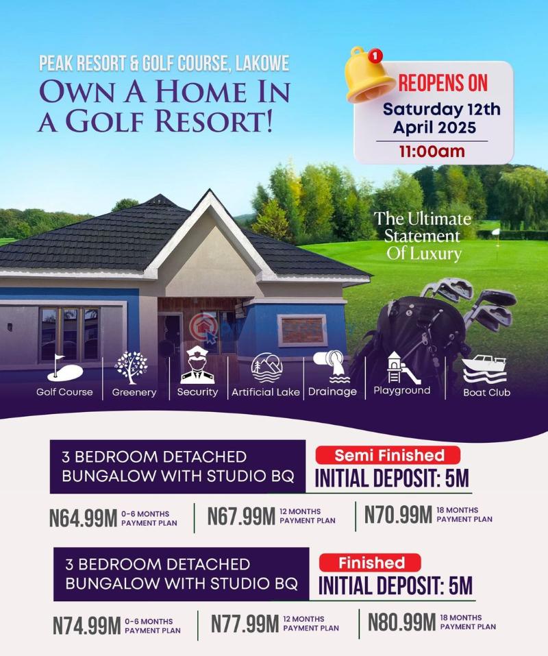 3 bedroom Bungalow For Sale Lakowe Golf Lakowe Ajah Lagos