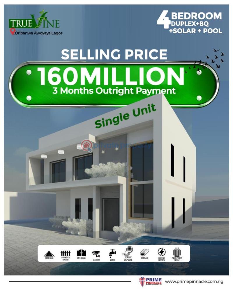 4 bedroom Detached Duplex For Sale Truevine Duplex Estate Oribanwa Awoyaya Lakowe Ajah Lagos
