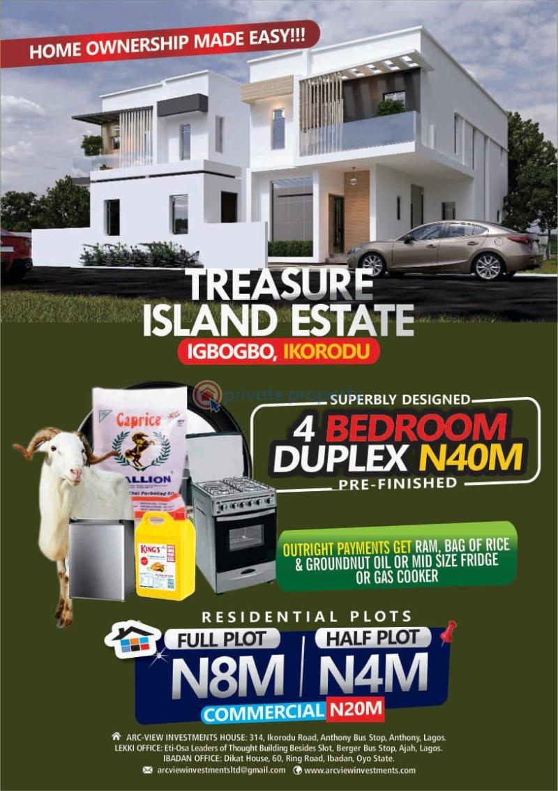 4 bedroom Duplex For Sale Directly Facing The New 4th Mainland Bridge & Located With Igbogbo Community, An Already Developed Location. Igbogbo Ikorodu Lagos