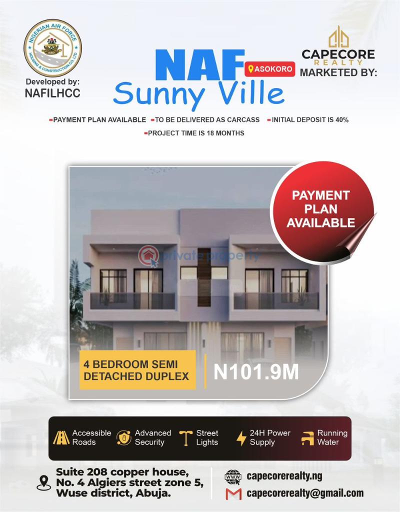 4 bedroom Semi detached Duplex For Sale Nigeria Airforce Estate Asokoro Abuja Phase 1 