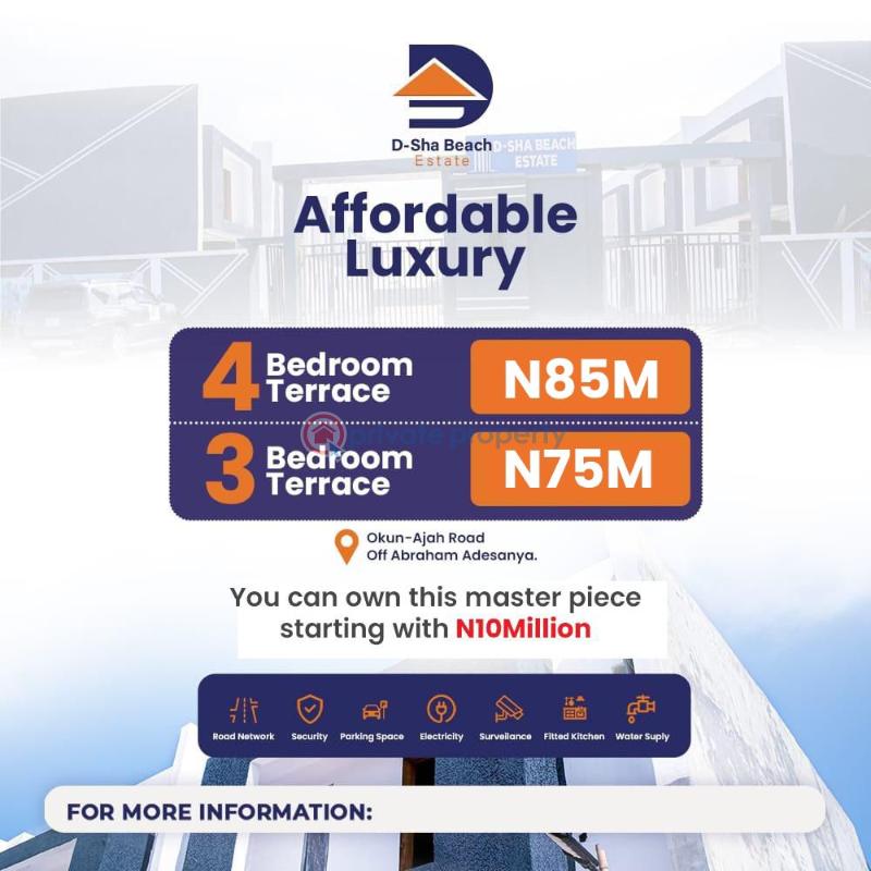 4 bedroom Terrace For Sale D Sha Beach Estate Ogombo Off Abraham Adesanya Ajah Lagos