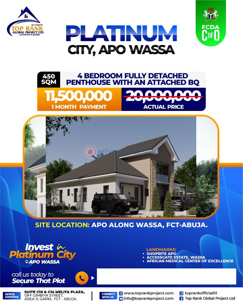 4 bedroom Residential Land For Sale Platinum Estate Apo Wasa Karshi Road Apo Abuja Phase 2 