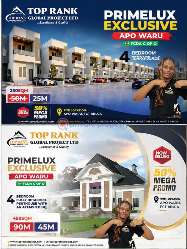 4 bedroom Residential Land For Sale Prime Lux Exclusive Estate, Opposite African Medical Center Waru Apo Abuja Phase 2 