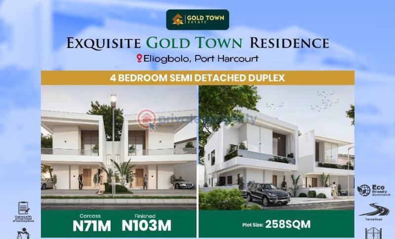 4 bedroom Semi detached Duplex For Sale 4 , Bedroom Semi Detached Duplex In Gold Town Residence Eligbolo Port Harcourt Rivers