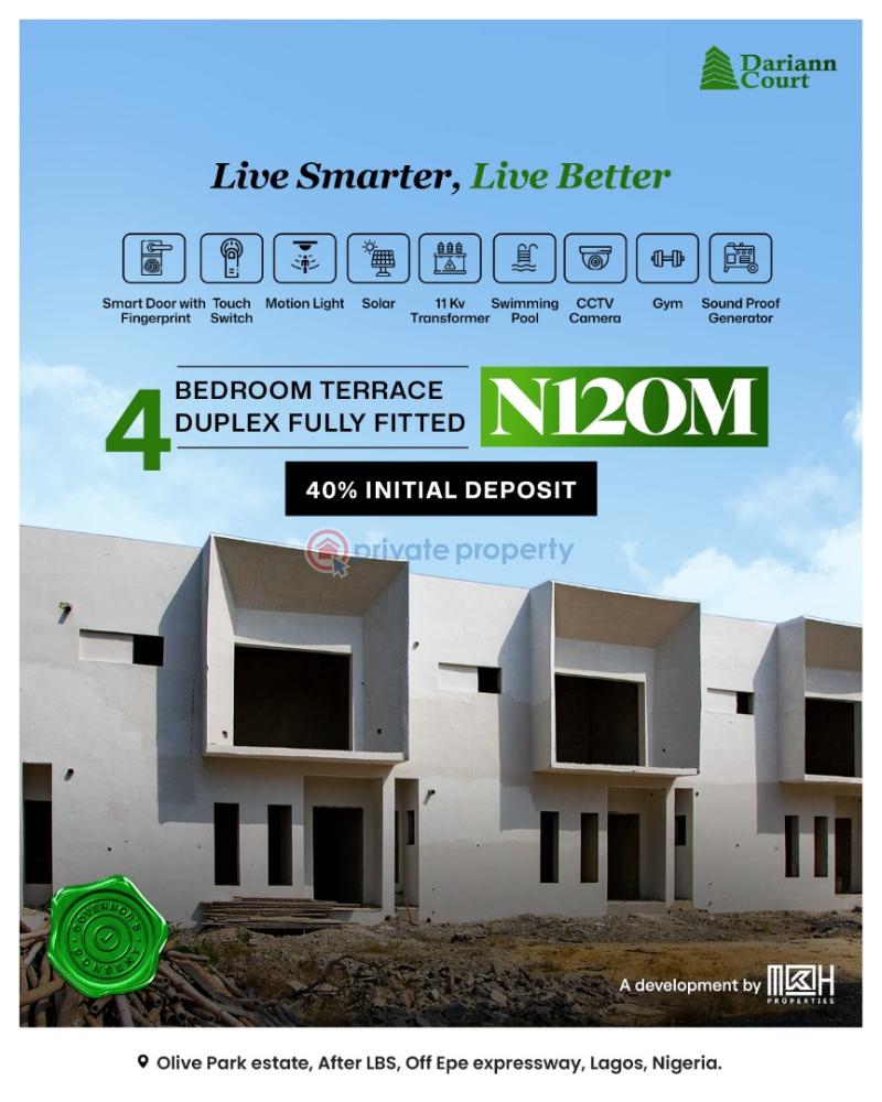 4 bedroom Duplex For Sale Darian Court Estate, After Lagos Business School, Off Lekki Epe Expressway. Olokonla Ajah Lagos - 1