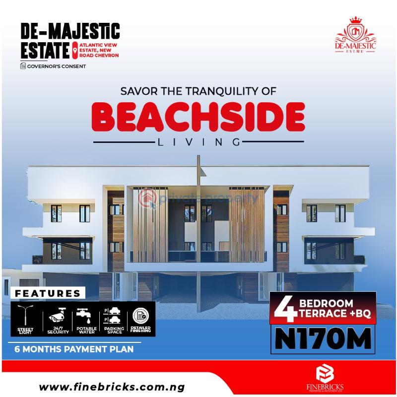 4 bedroom Terrace For Sale De Majestic Estate In Chevron New Road Lekki. Deposit 40%. Chevron Drive Lekki Lagos