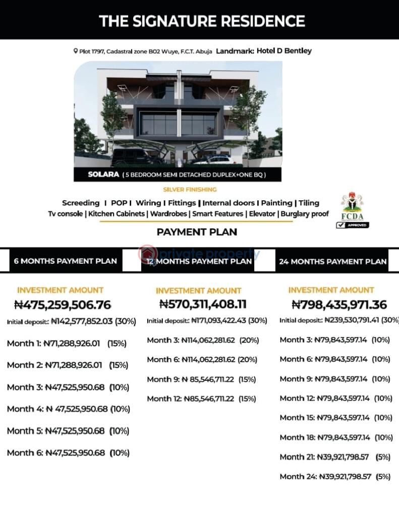 5 bedroom Semi detached Duplex For Sale Wuye Abuja Phase 2  - 0