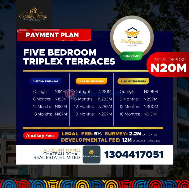 5 bedroom Terrace For Sale Halleyvine Residence Off Monastery Road, Shoprite  Sangotedo Ajah Lagos