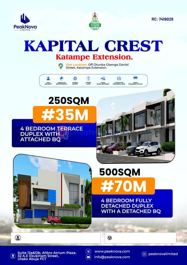 4 bedroom Residential Land For Sale Capital Crest Estate Katampe Ext. Abuja Phase 2 