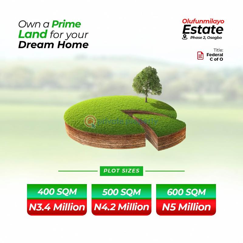 Residential Land For Sale Adjacent Osun State Secretariat, Olufunmilayo Estate Phase 2, Osogboede Road Osogbo Osun