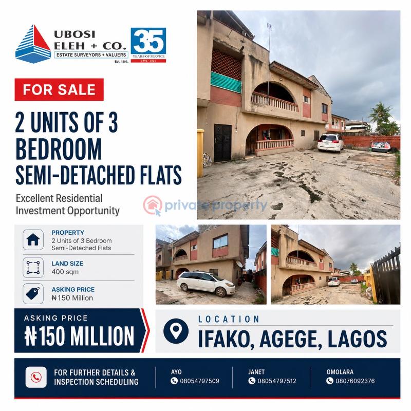 3 bedroom Semi detached Bungalow For Sale Ifako, Agege, Lagos Agege Lagos