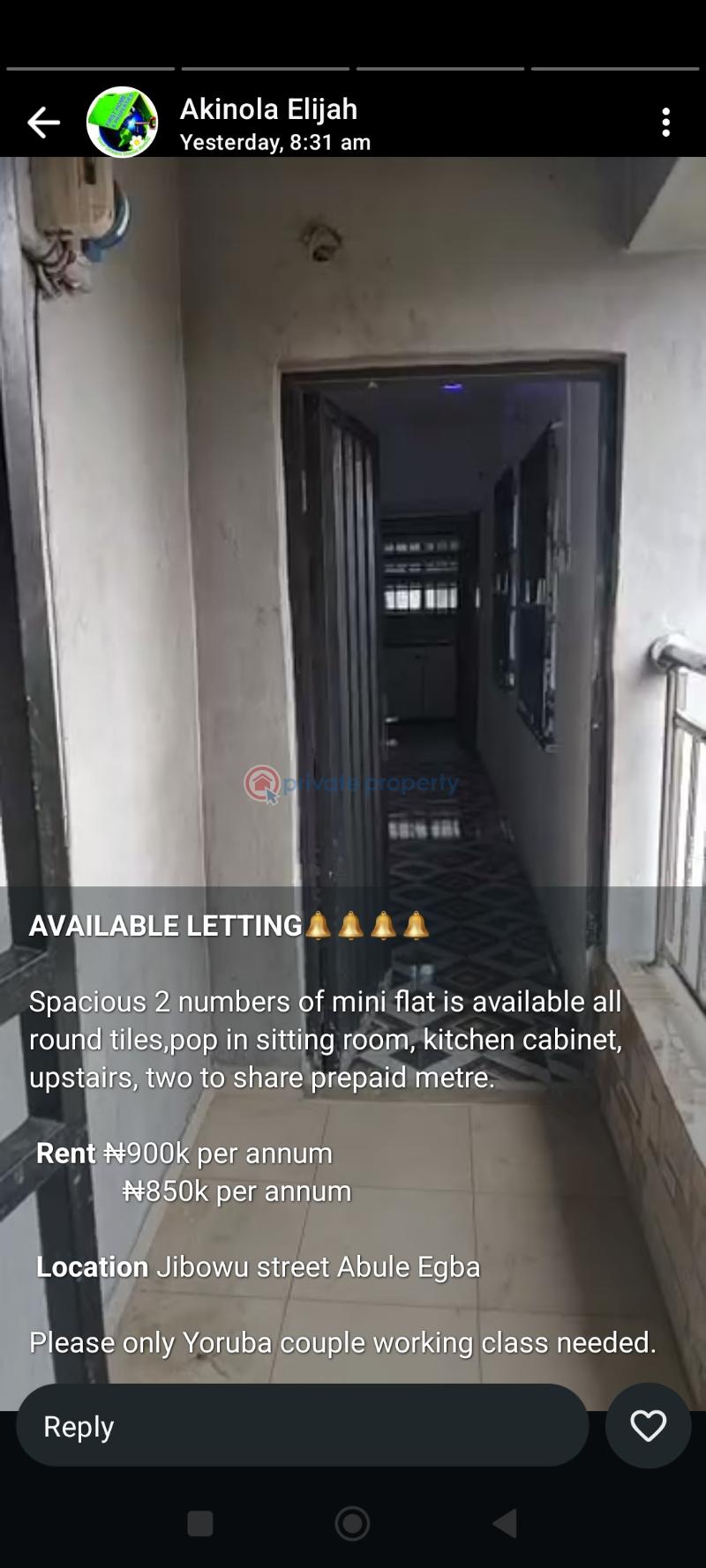 1 bedroom Mini Flat For Rent Jibowu Street Off Agbe Road Abule Egba Abule Egba Lagos - 0