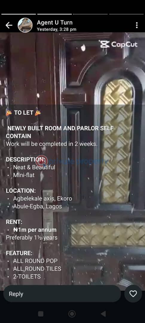 1 bedroom Mini Flat For Rent Agbelekale Axis, Ekoro Road Abule Egba Abule Egba Lagos - 0