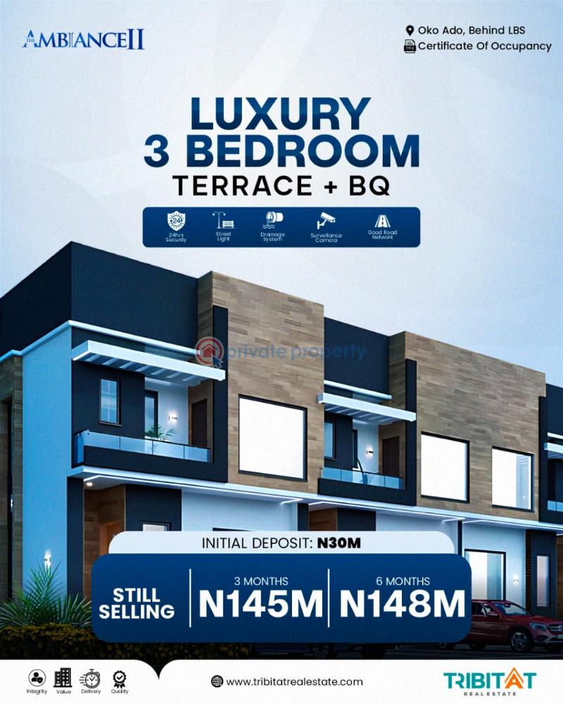 2 bedroom Terraced Duplex For Sale Ambiance Ii Luxury Estate Located Inside Moremi Scheme, Oko Ado, Ajah, Lagos Very Close To Lagos Business School (lbs) ​the Ambiance 1 Estate ​citadel View Estate 1 ​blenco Supermarket ​sky Mall & Cinema ​dkk Supermarket ​redington School ​tollywood Scho Sangotedo Ajah Lagos - 1