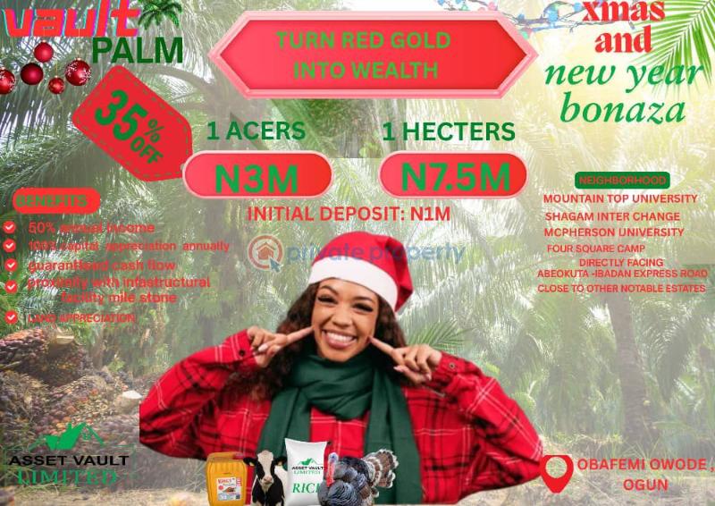 Mixed use Land For Sale Vault Palm Selling On Promo Price With 80 Palm Trees Located In Obafemi Owode Ogun - 0