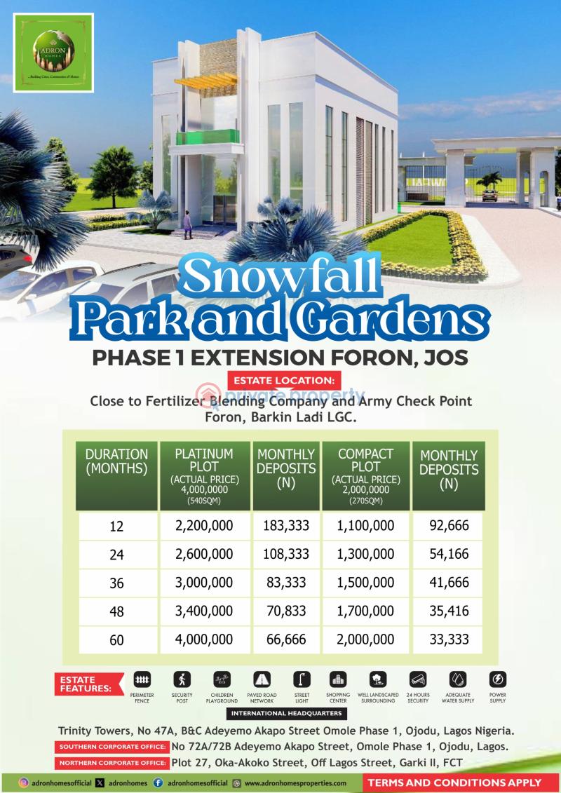 Residential Land For Sale Foron, By Fertilizer Blendin Company / Army Checking Point Barkin Ladi Barikin Ladi Plateau - 0