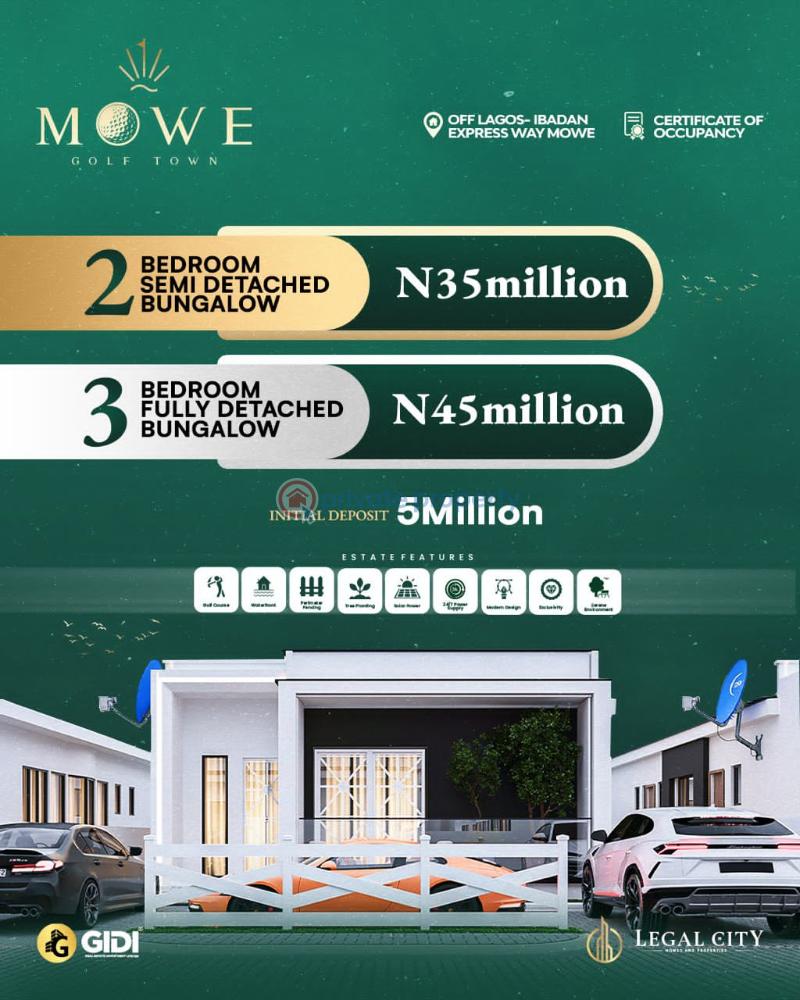 3 bedroom Detached Bungalow For Sale Mowe Golf Town, Mowe Ogun area  - 0