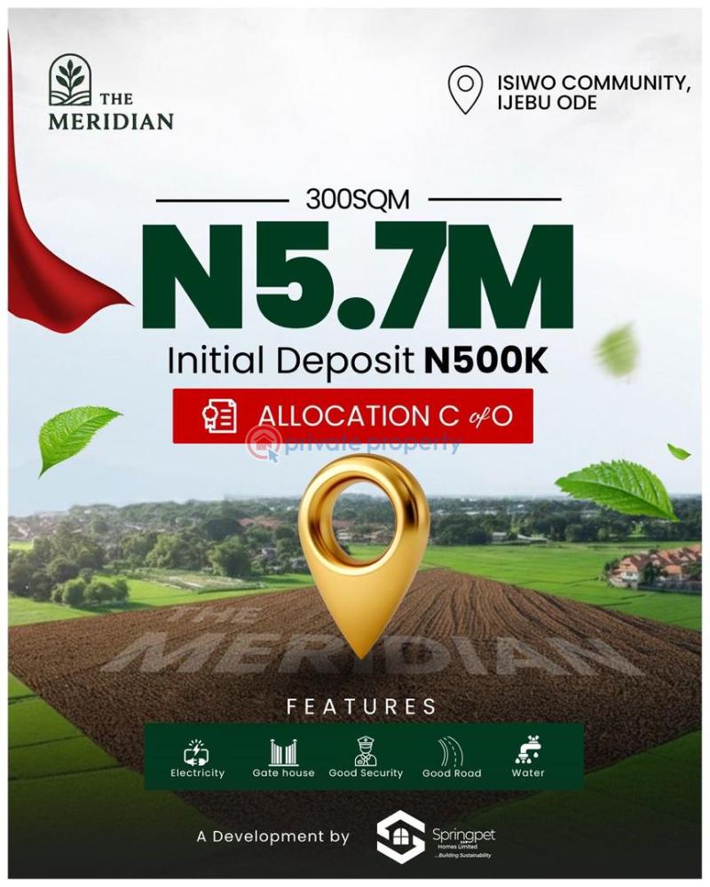 Residential Land For Sale The Meridian Isiwo Community Ijebu Ode Ogun State Ogun Ogun area 