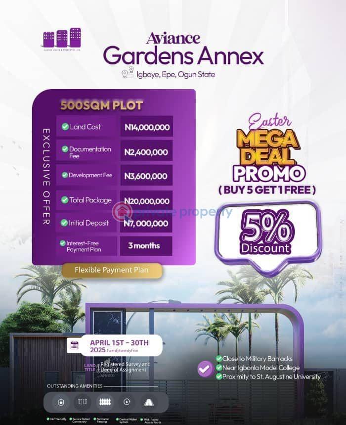 Residential Land For Sale Aviance Garden Annex Igboye Ogun State Close To Igbonla Model College Epe Lagos - 1
