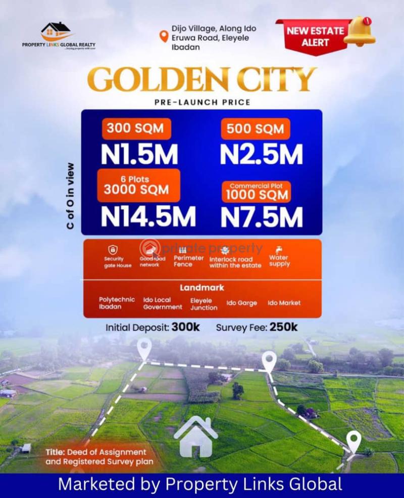 Residential Land For Sale Golden City Located At Dijo Village, Along Eruwa Road, Eleyele Ibadan Oyo - 0
