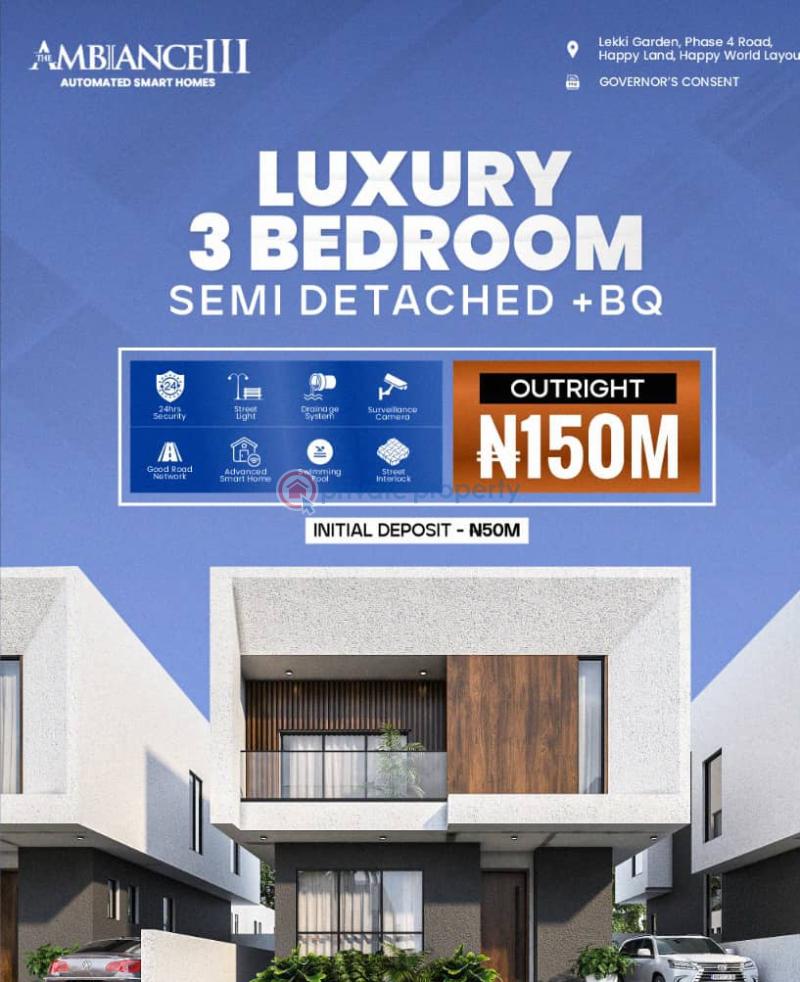 3 bedroom Semi detached Bungalow For Sale Lekki Gardens Estate Ajah Lagos