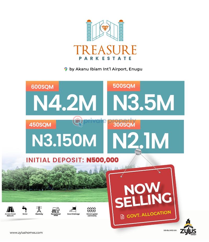 Residential Land For Sale Treasure Park Estate, Close To 📌location Akanu Ibiam Airport, Caritas University, Nnpc Depot, Enugu Suburb Enugu Area  - 0